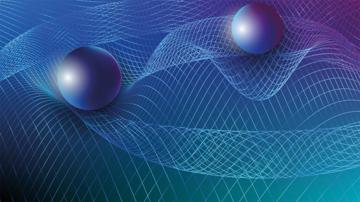 Illustration of atoms in a gravitational field