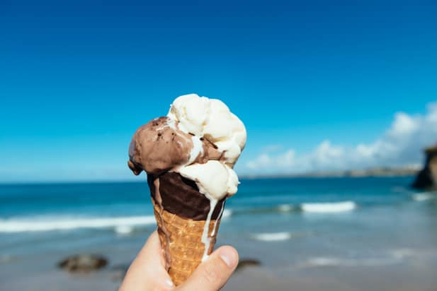 ice cream at the beach in Newquay