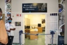 A ribbon stretched across the entrance to the Modern African Nuclear Detector Laboratory