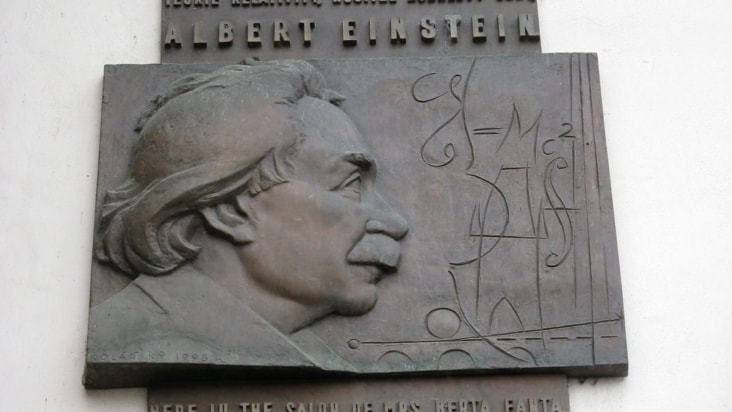 Einstein in Prague plaque