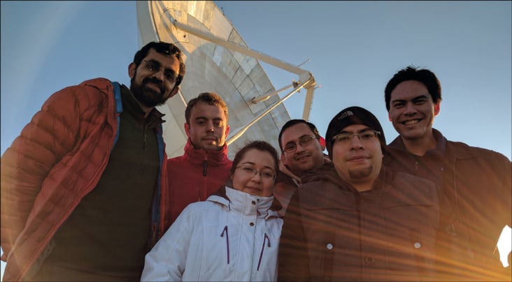 Members of the LMT team in front of the telescope in January 2017.