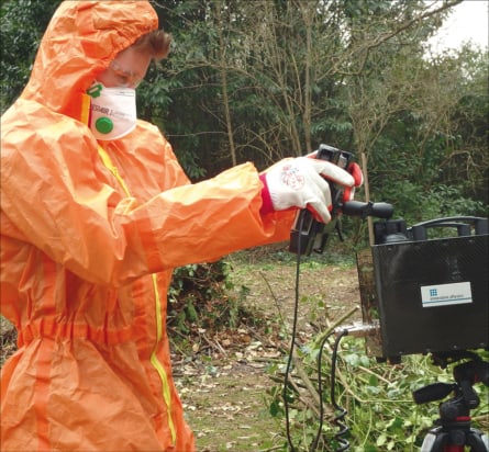 Field tests of a lightweight instrument designed to locate “hot spots” of radiation.