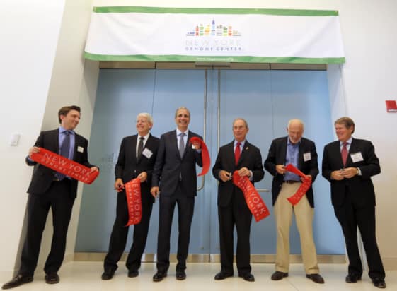 Jim Simons (second from right) at the opening of the New York Genome Center in 2013.